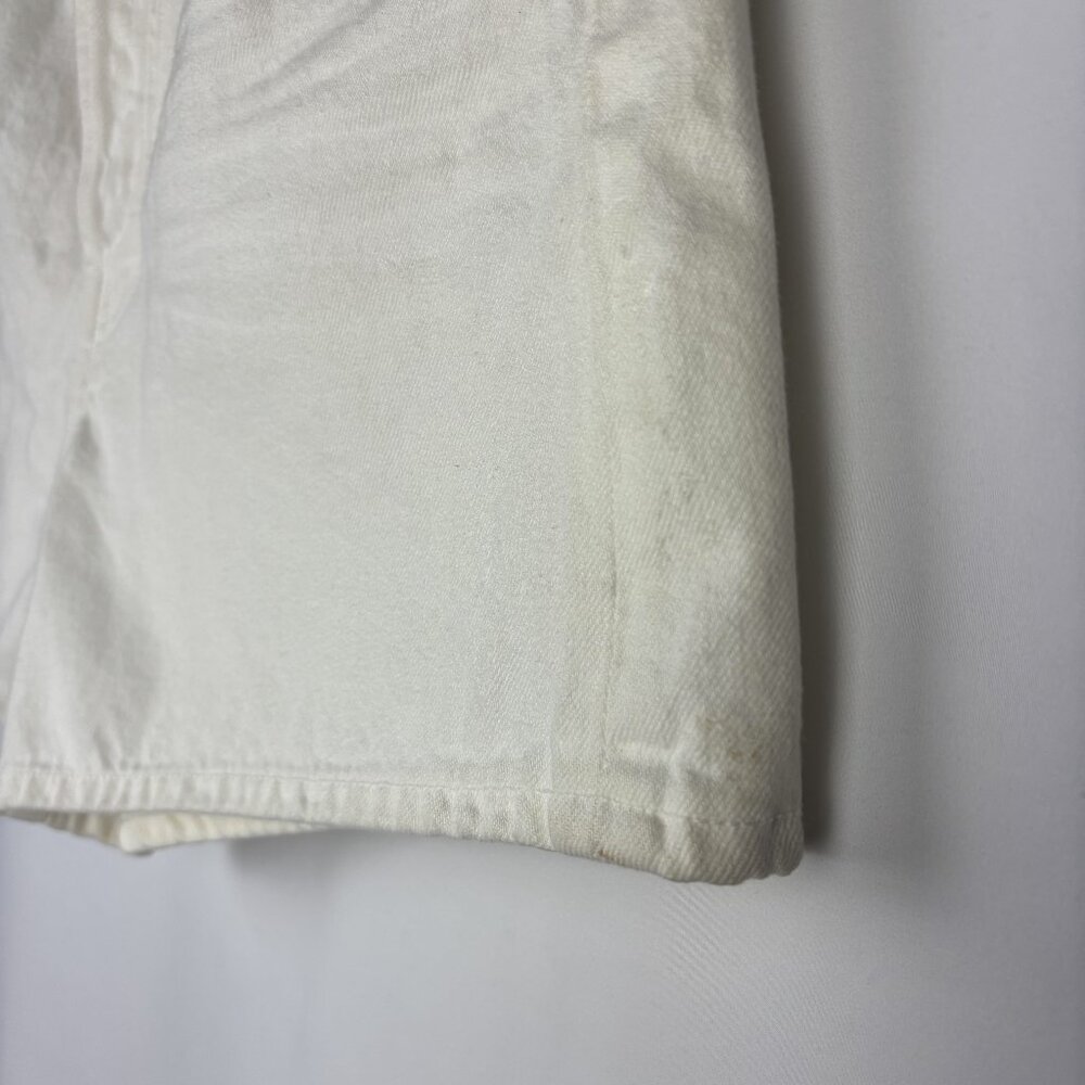 30 Agolde High Rise Short Parker Long Organic Cotton White Button Closure Denim - Picture 10 of 16